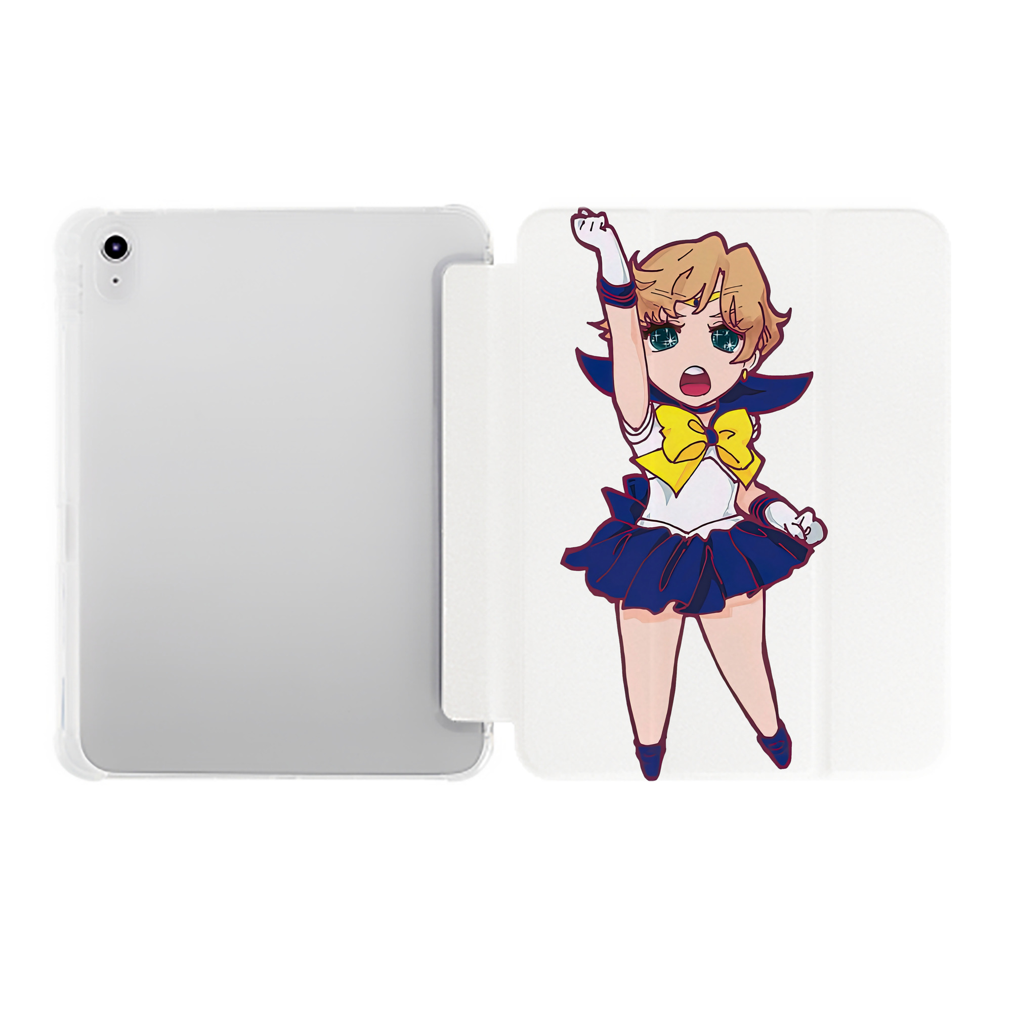 （画像用） 美少女戦士セーラームーン 天王はるか Sailor Moon Tenoh Haruka IPad ケース ペン収納付き 三つ折りスタンド PUレザー×シリコン 対応機種9.5/10.5/10.9インチ